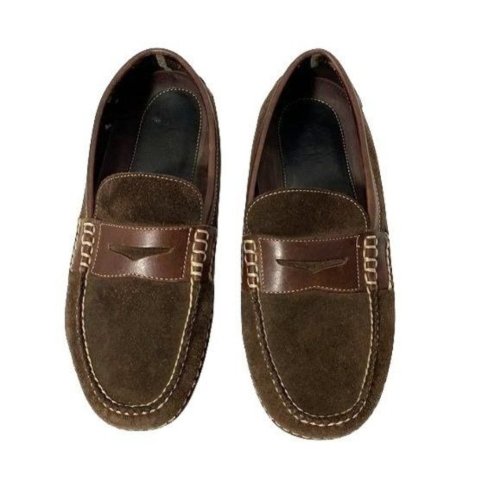 Ernest Hemingway Men's Slippers Size 11 Brown Leather Moccasins Vintage Rustic